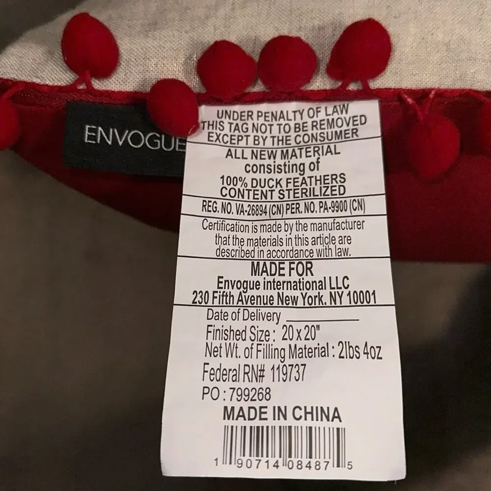 NWT Kirkland’s Red and Green Silent Night Pom Pom Pillow